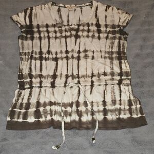 Michael Kors Olive and Cream Short Sleeve Top Size Large